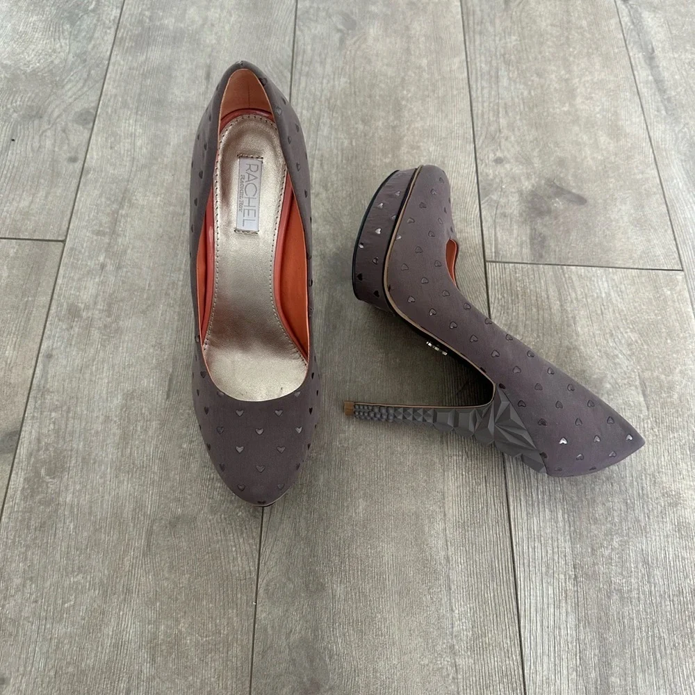 Rachel Roy Keedan Heart Print Sculpted Platform Stiletto Heels Size 7.5 Women’s